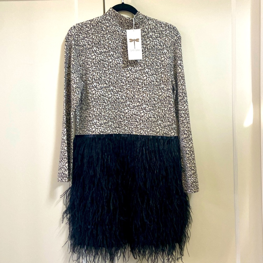 Tyler Boe Cheetah Feather Dress